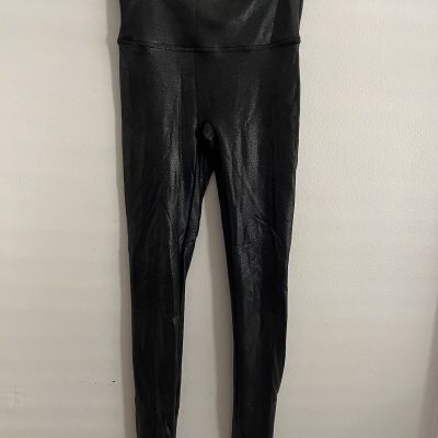 SPANX Faux Leather Shiny Leggings  #20186R Pebbled Black SMALL